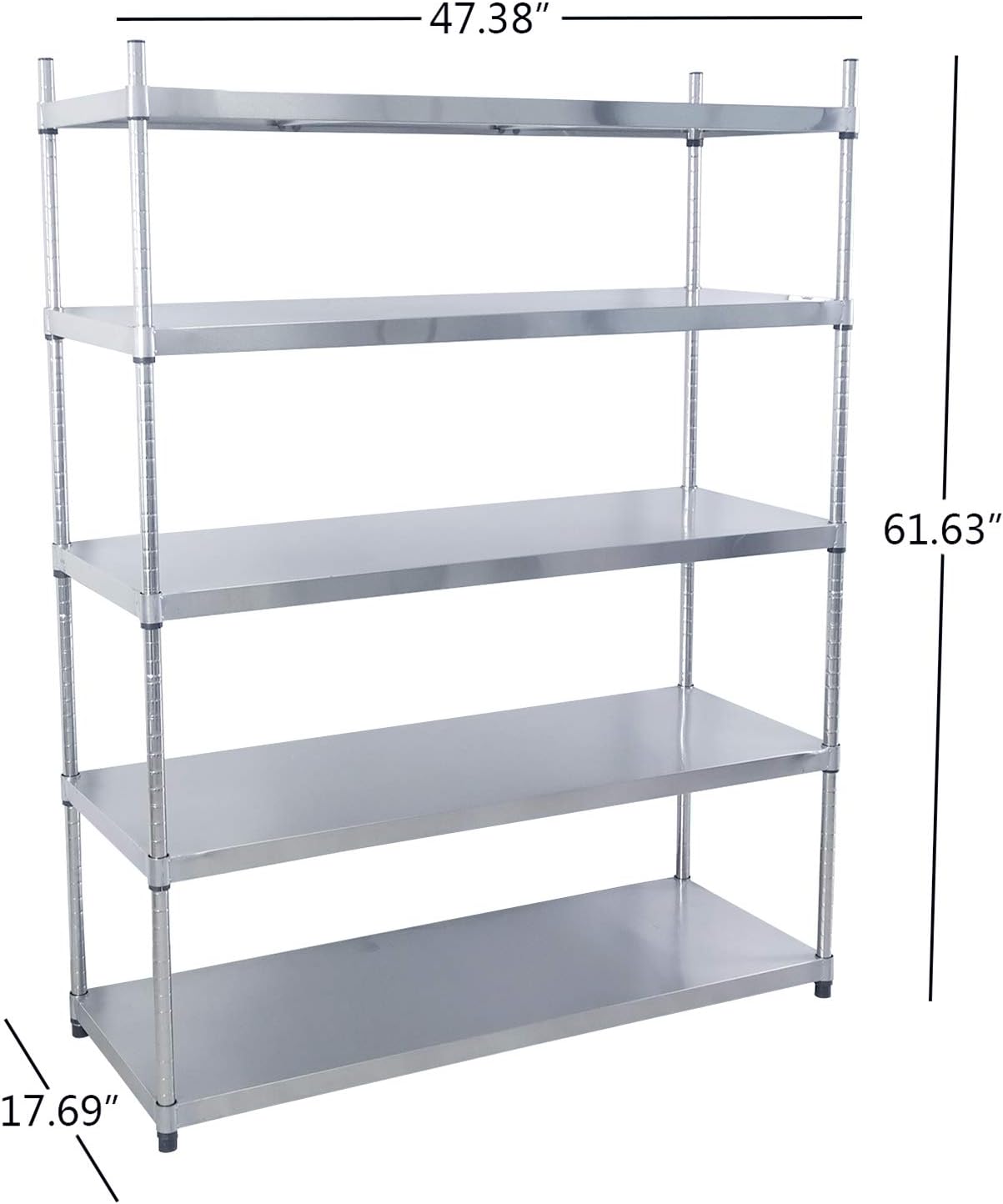 Neadas 5-Shelf Stainless Steel Adjustable Utility Shelves Unit, 1 Pack
