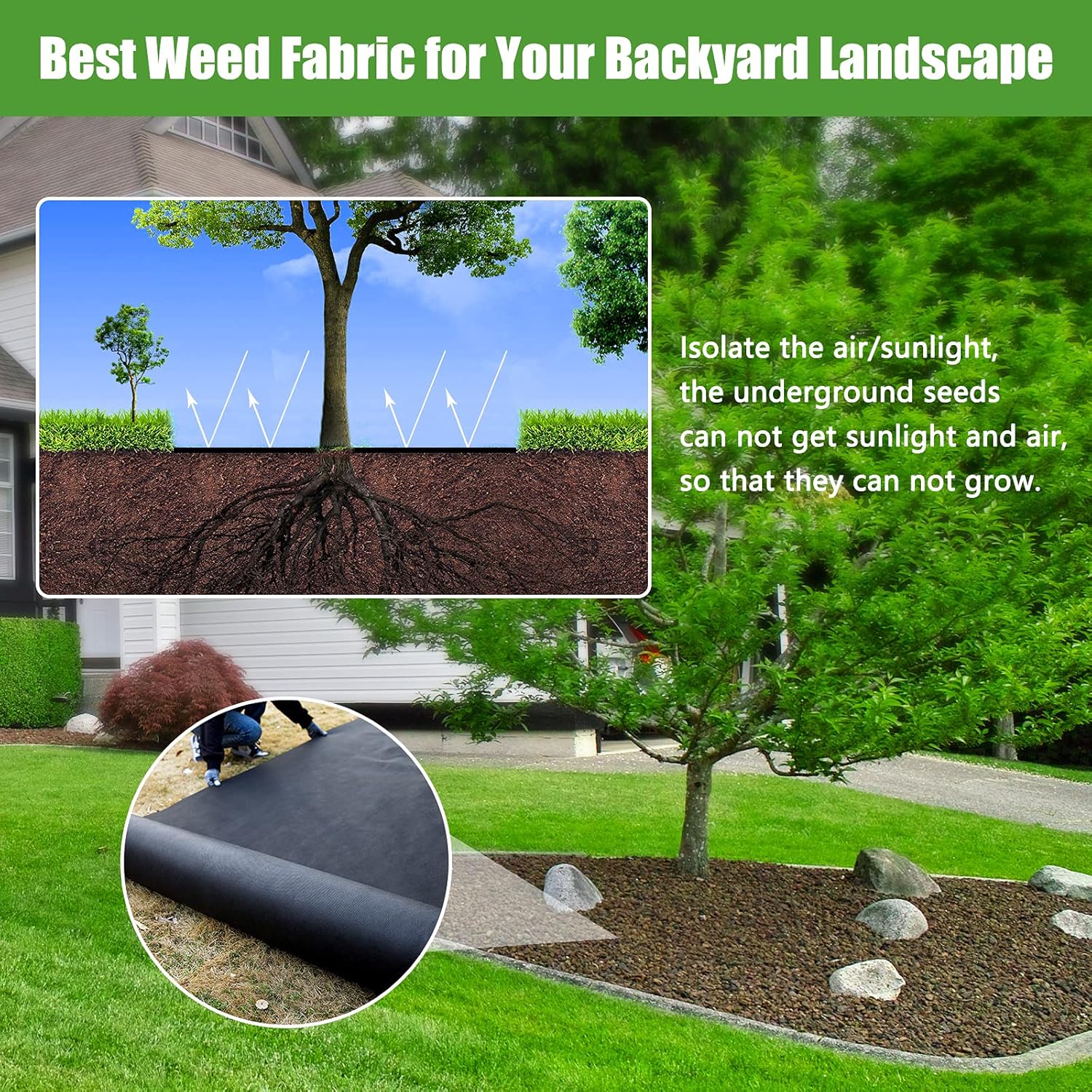 NC Nonwoven Weed Barrier Landscape (4ft x 50ft) 3 oz Heavy Duty Commercial Non-Woven Weeding Cloth Durable Garden Landscape Fabric Easy Setup and Cut Pack of 2