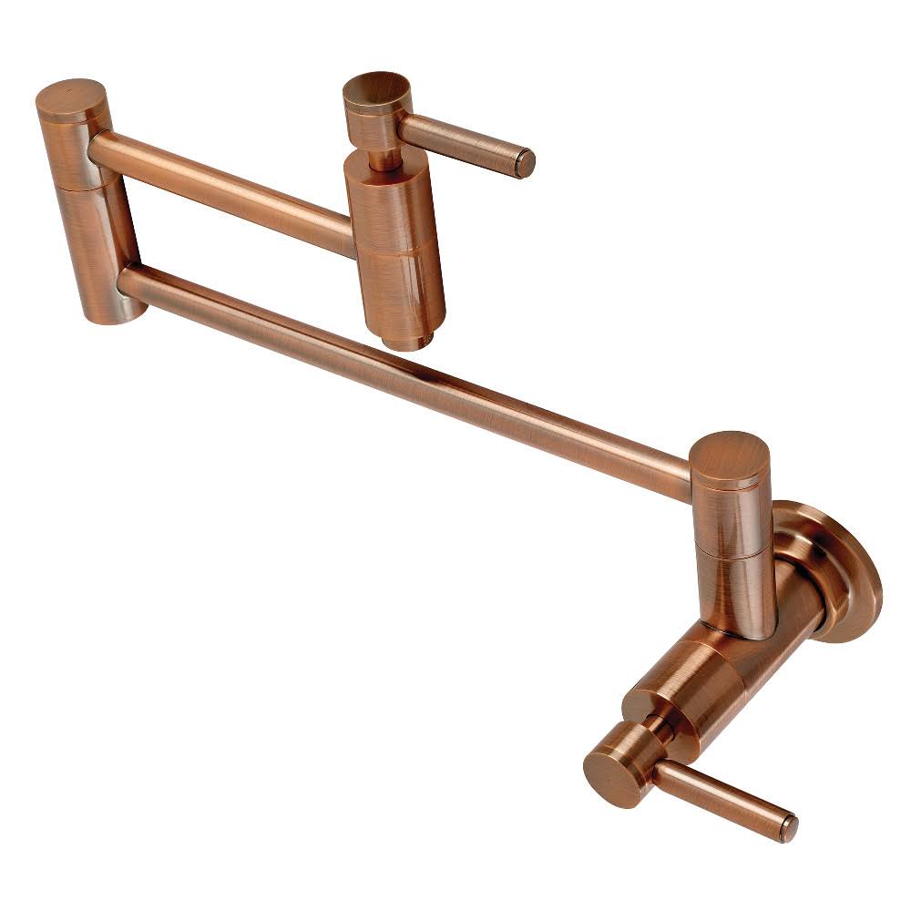 Kingston Brass KS810DLAC Concord Wall Mount Pot Filler Kitchen Faucet Antique Copper