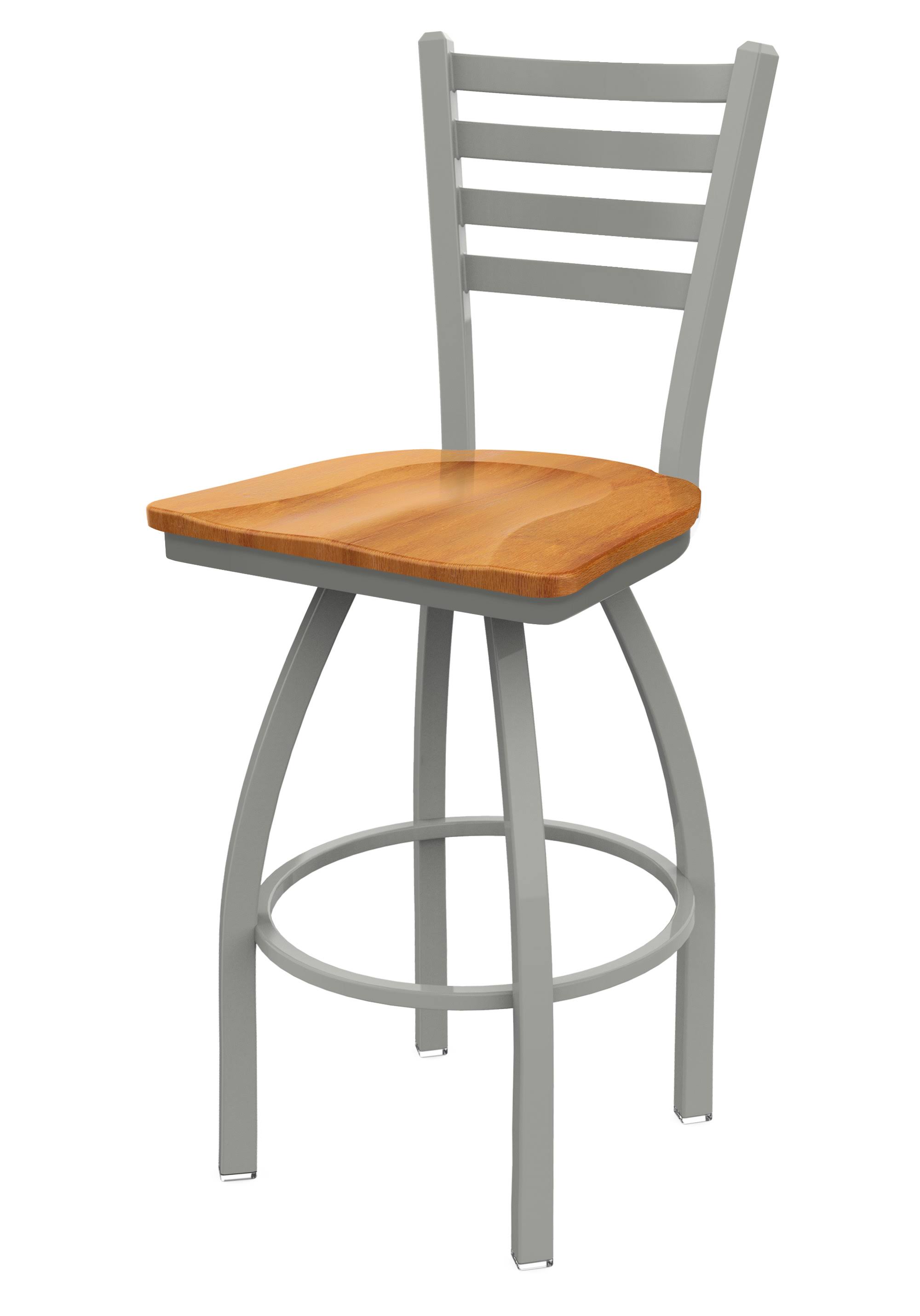 Holland Bar Stool 411 Jackie 30x22 Low Back Swivel Bar Stool with Anodized Nickel Finish and Medium Maple Seat