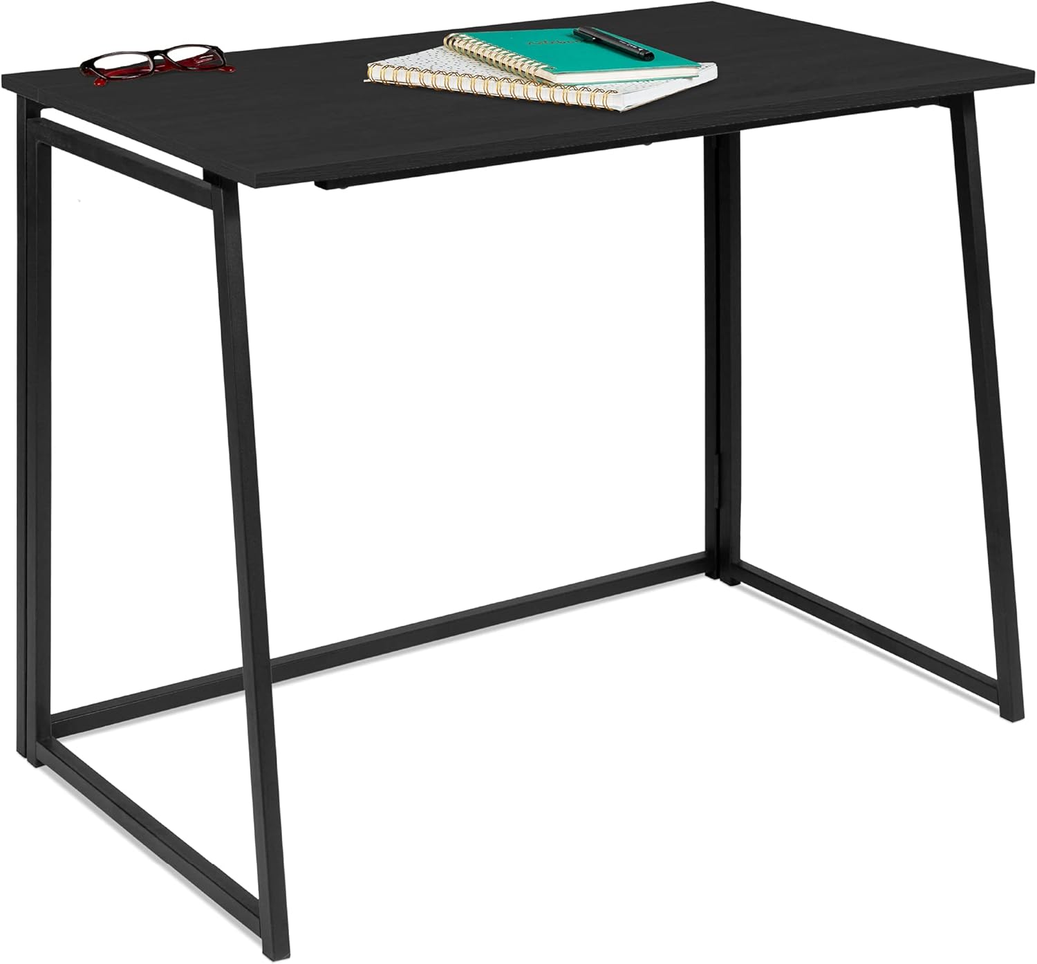 Best Choice Products 42in Folding Drop Leaf Desk Table, Computer Workstation for Home Office w/Wood Table Top, Back Shelf, Portable, Space Saving - Black/Black Pack of 2