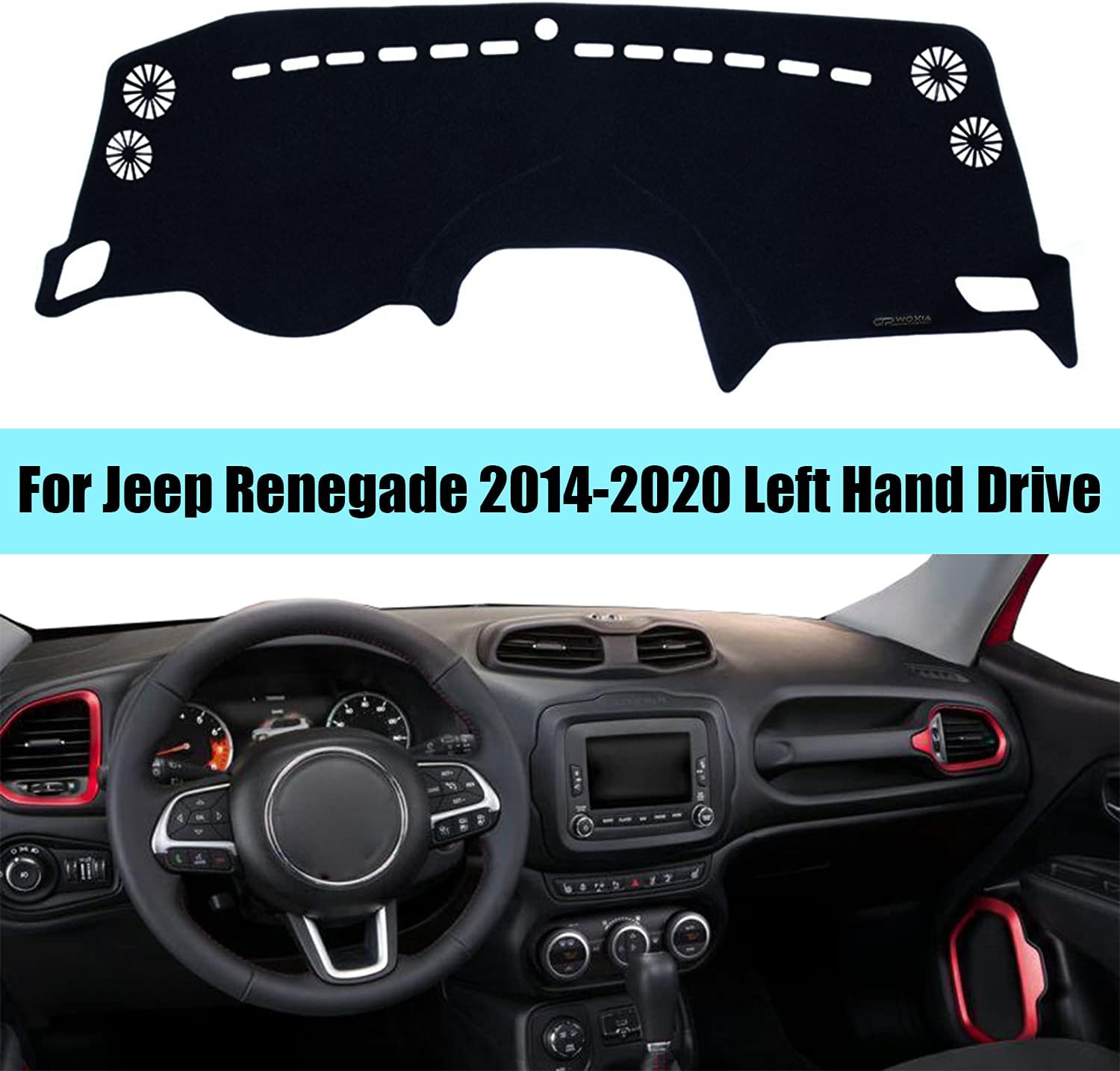 Backyard Car Dashboard Cover Dash Mat Dash Pad Carpet for Jeep Renegade 2014-2020 Left Hand Drive