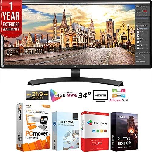 LG 34UM68-P 34-inch 21:9 UltraWide FreeSync 2560 x1080 IPS Monitor Bundle with Elite Suite 18 Standard Editing Software Bundle and 1 YR CPS Enhanced Protection Pack