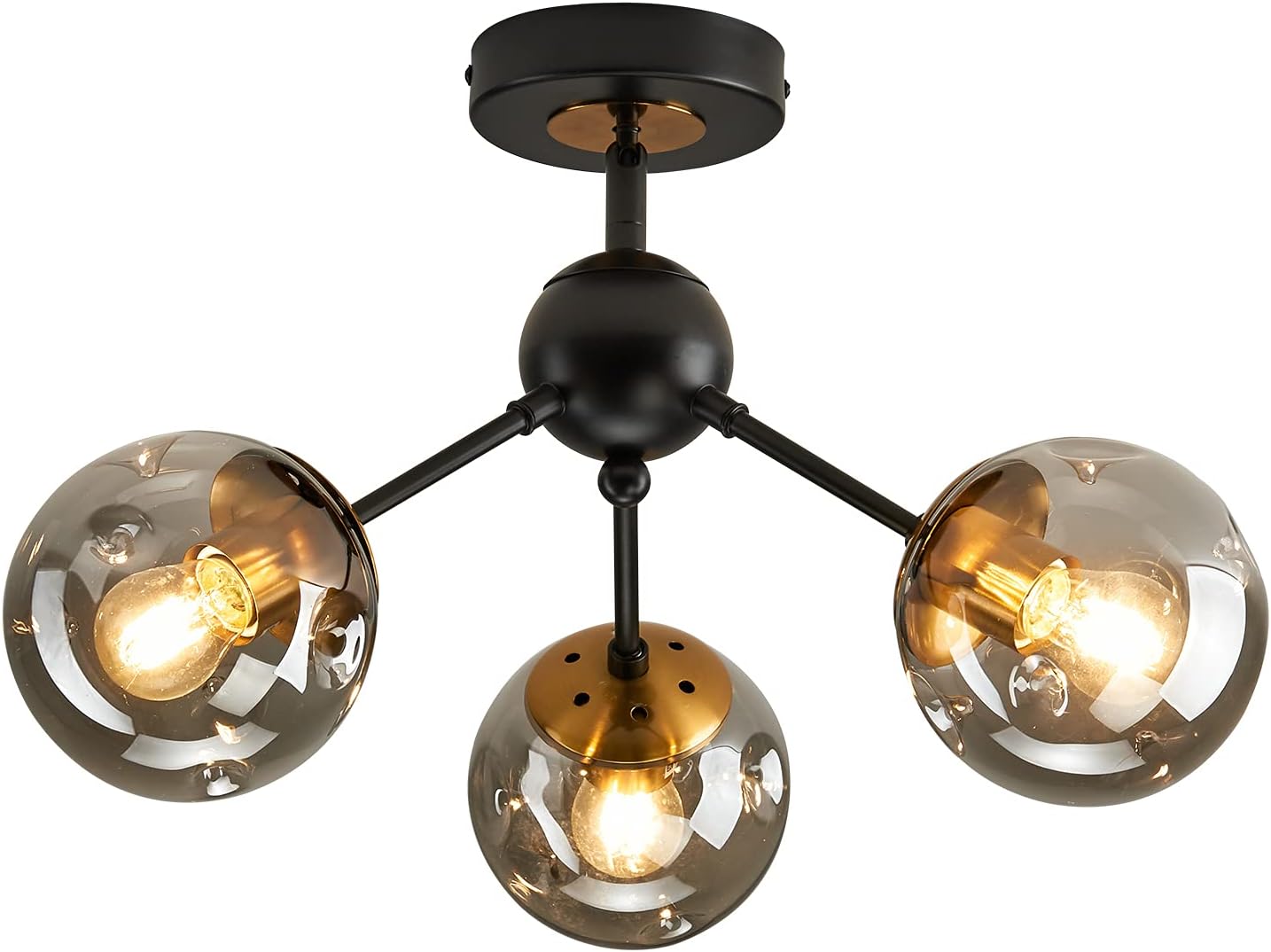Modern Black Ceiling Light Fixture Semi Flush Mount Chandelier 5-Light for Bedroom Kitchen Farmhouse Hallway Foyer Passage.