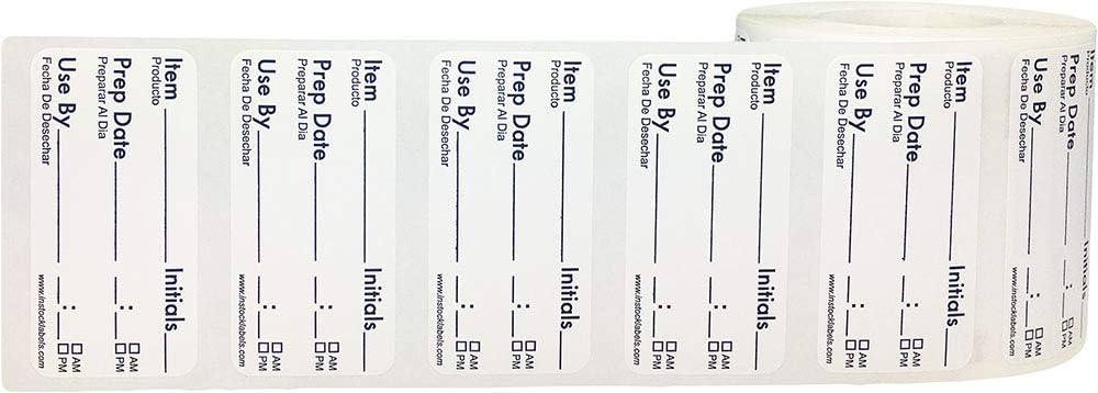 Writable Food Rotation Labels Prep Date Use by Permanment Adhesive 1 x 2 Inch 500 Total Stickers Pack of 2