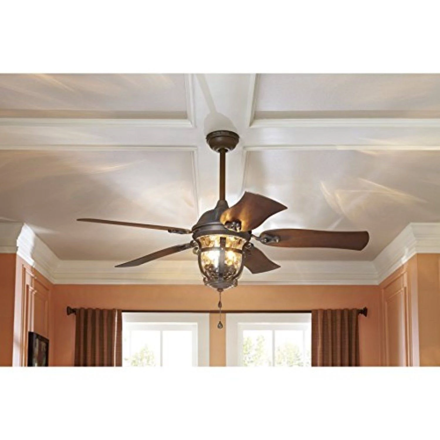Harbor Breeze Lake Placido 52in Aged Iron Outdoor Downrod or Flush Mount Ceiling Fan with Light Kit