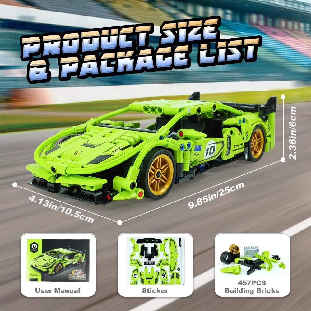 VodeDrge STEM Building Toys for Kids, Car Model Toys for Boys 8-12, Toys for 6 Years Old Boys, Erector Set for Boys Age 6-12, Pull Back Model Car Kits for Kids, 457PCS DIY Building Blocks Race Car