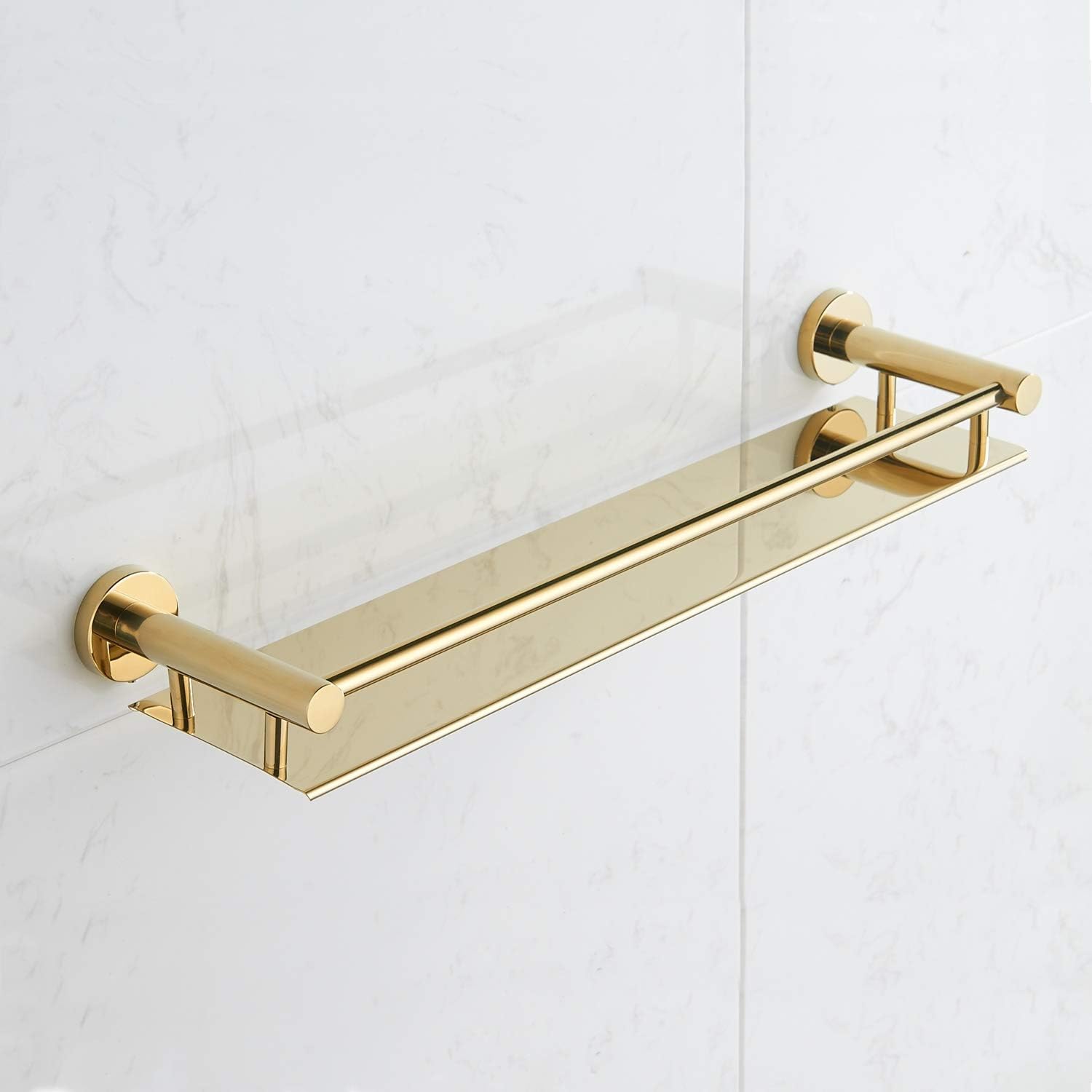 Whole Stainless Steel 304 Shelf Bathroom Shelf 19.6 Inch Wall Mount (Gold) Pack of 2