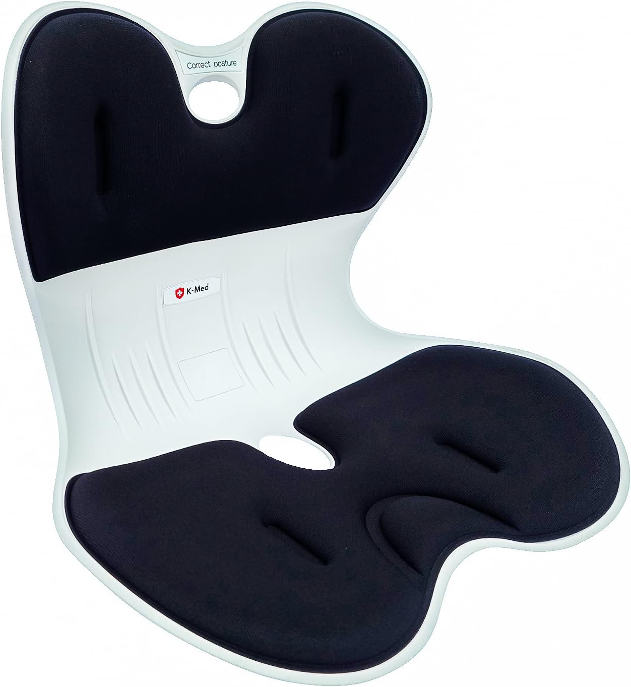 K-Med Back Brace Chair : Posture Corrector, Lumbar Support, Back Support for Students, Office Workers, Those Who Sit Long : Relieves Pain in Lumbar, Back (Large, Width 17.13 inches, Black)