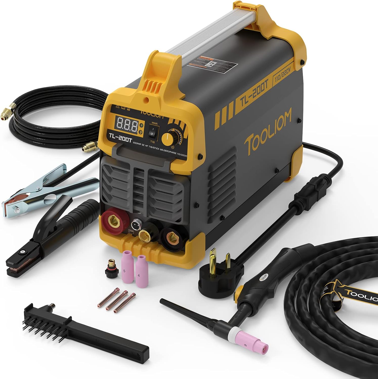 TOOLIOM 200A TIG Welder High Frequency TIG 110V/220V Dual Voltage TIG/Stick/Arc 2 in 1 IGBT Digital Inverter Welder TIG Welding Machine