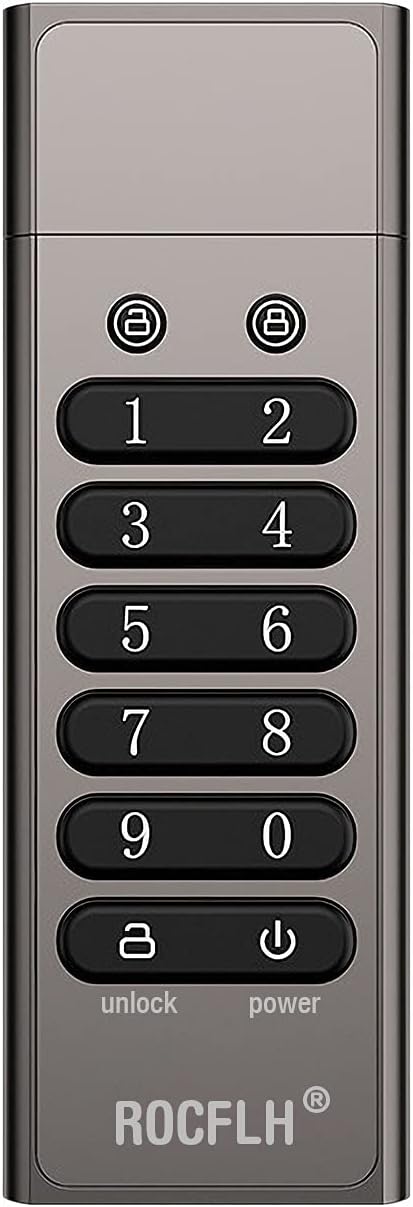 ROCFLH DEFG4 32GB Encrypted USB 3.0 Flash Drive with Numeric Keypad - Secures Data Use XTS-AES 256-bit Hardware Encryption (DEFG4-BN32G) Pack of 2