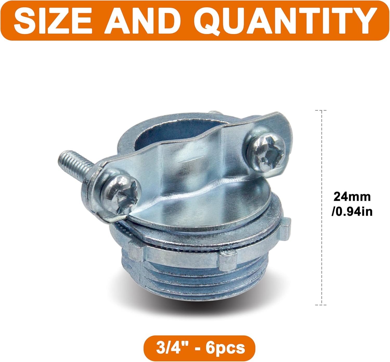 ISPINNER 6pcs 3/4 Inch Zinc Cable Connectors, Squeeze Type Cable Conduit Fittings for Non-metallic Sheathed Cables, Pack of 6 Pack of 2