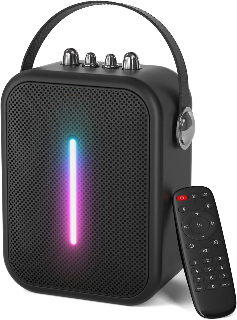 60W Loud Bluetooth Speaker, ABRAMTEK M18 Portable Wireless Speaker with LED Lights, Remote Control, Punchy Bass, USB MIC AUX Input for Party Home Camping Pack of 2