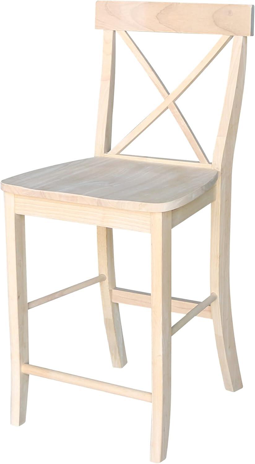 International Concepts X- Back Stool, 24-Inch SH, Unfinished