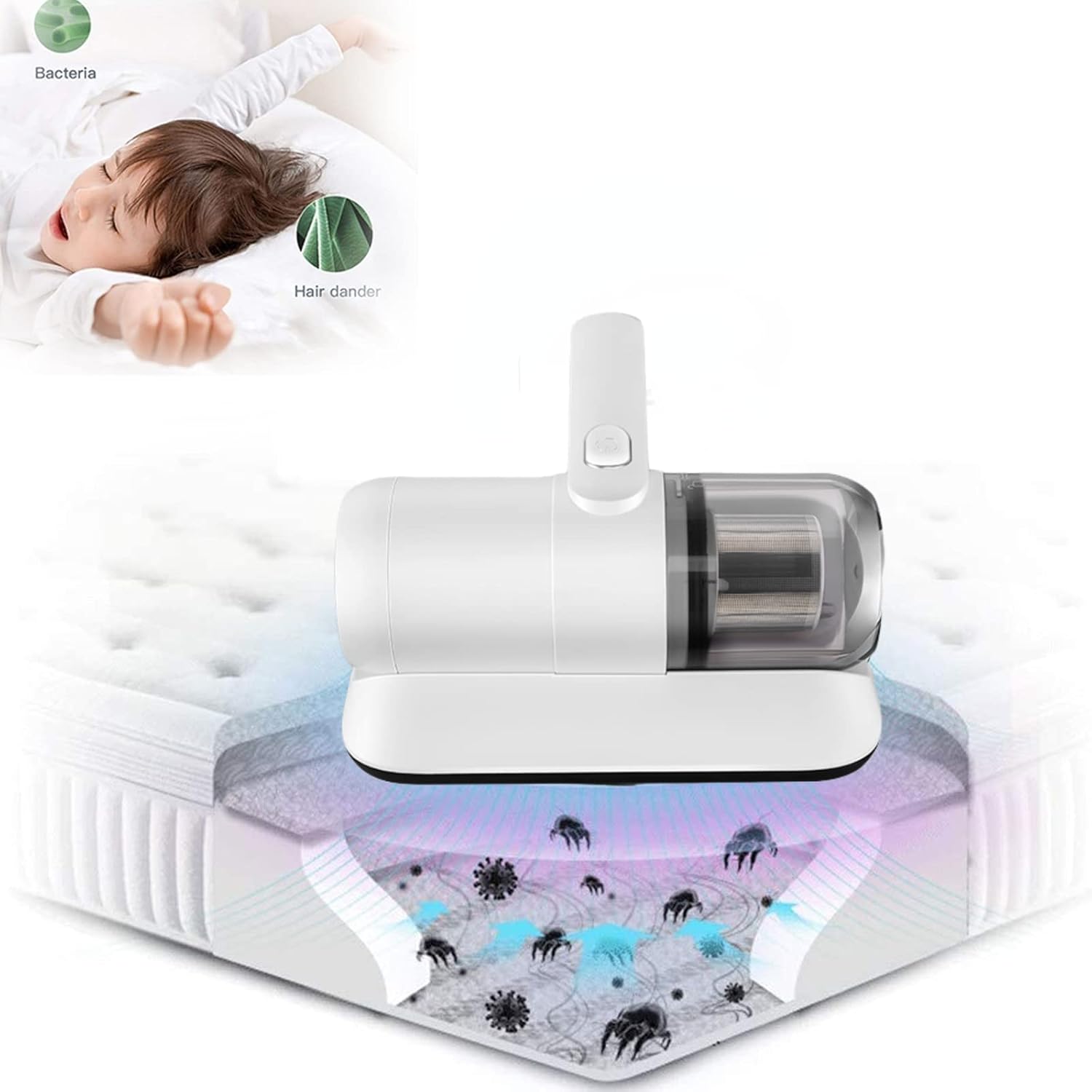 Bed Vacuum Cleaner, Cordless Vacuum Cleaner, Uv Mattress Vacuum, Suitable for Pillows, Sheets, Mattresses, Sofas, Plush Toys and Other Fabric Surfaces