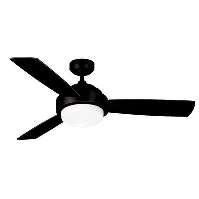 52x22 Larrabee 3 Blade Ceiling Fan with Remote, Light Kit Included Brayden Studio Finish: Black