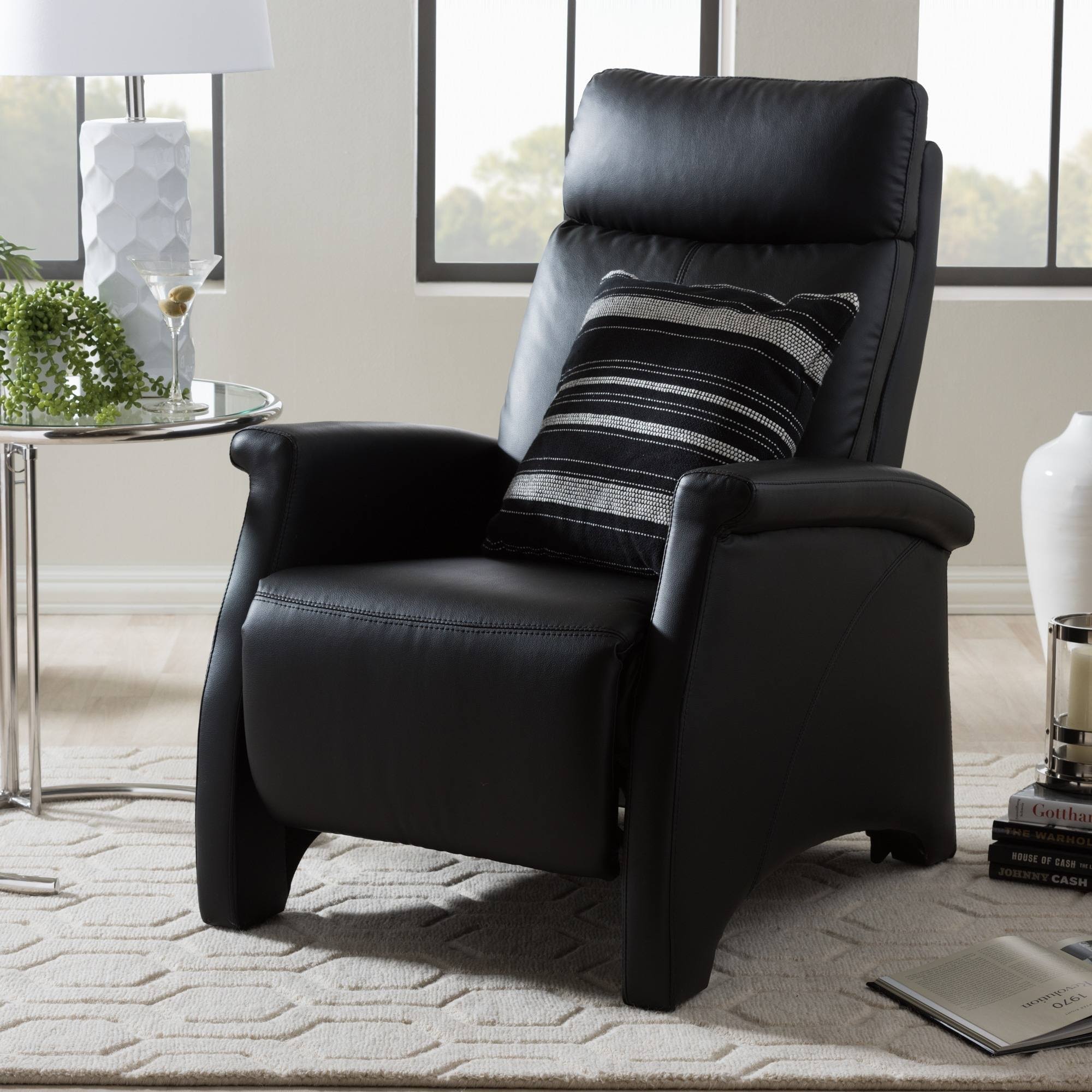 Sequim Modern Recliner Club Chair, Black