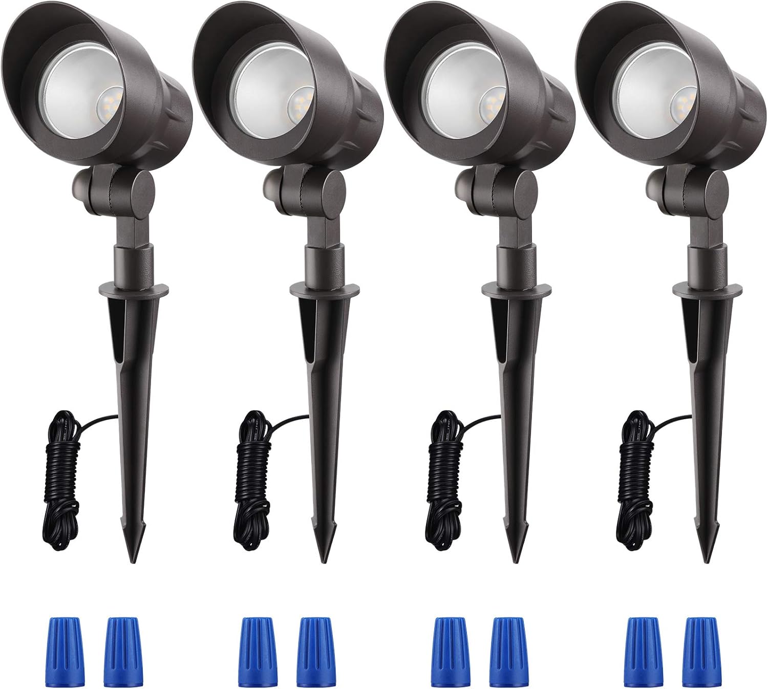 LEONLITE 4W LED Landscape Spotlight, AC/DC 12V Low Voltage Garden Lights, IP65 Waterproof Non-Dimmable, ETL Listed, Bronze Aluminum Housing, 3000K Warm White, Pack of 4 Pack of 2