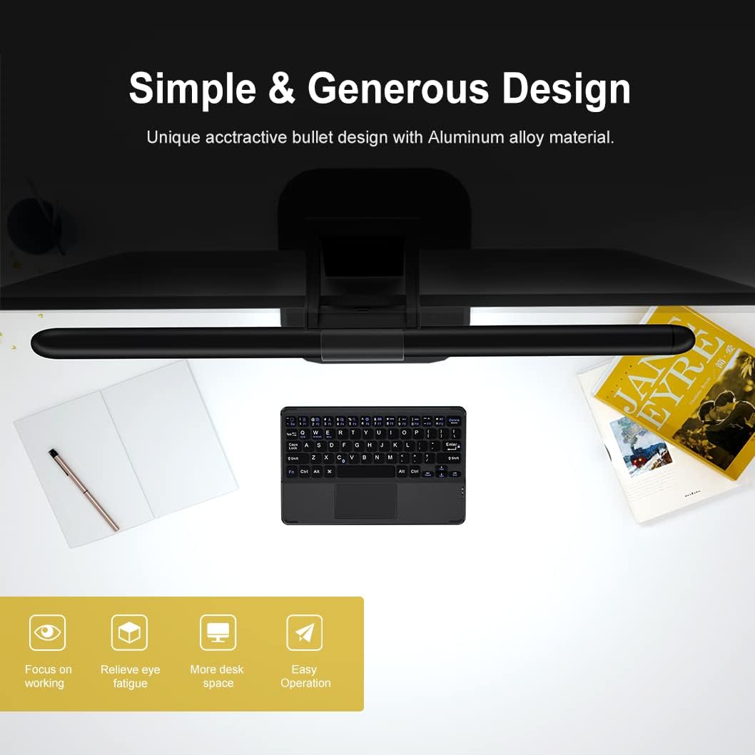 Monitor Light Bar,Hisiruil Computer Monitor Lamp USB Powered Screen Light Bar 3 Switchable Light Modes Dimmable E-Reading LED Task Lamp No Screen Glare Space Saving Home Office Desk Lamps 19.3 Inch