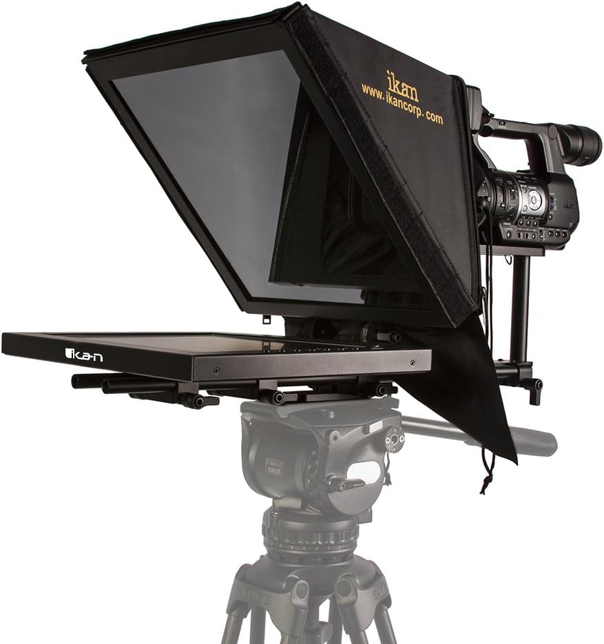 Ikan15-inch High Bright Beam Splitter Teleprompter, Rod Based, Adjustable Frame, Extreme Clarity (PT3500-HB) - Black
