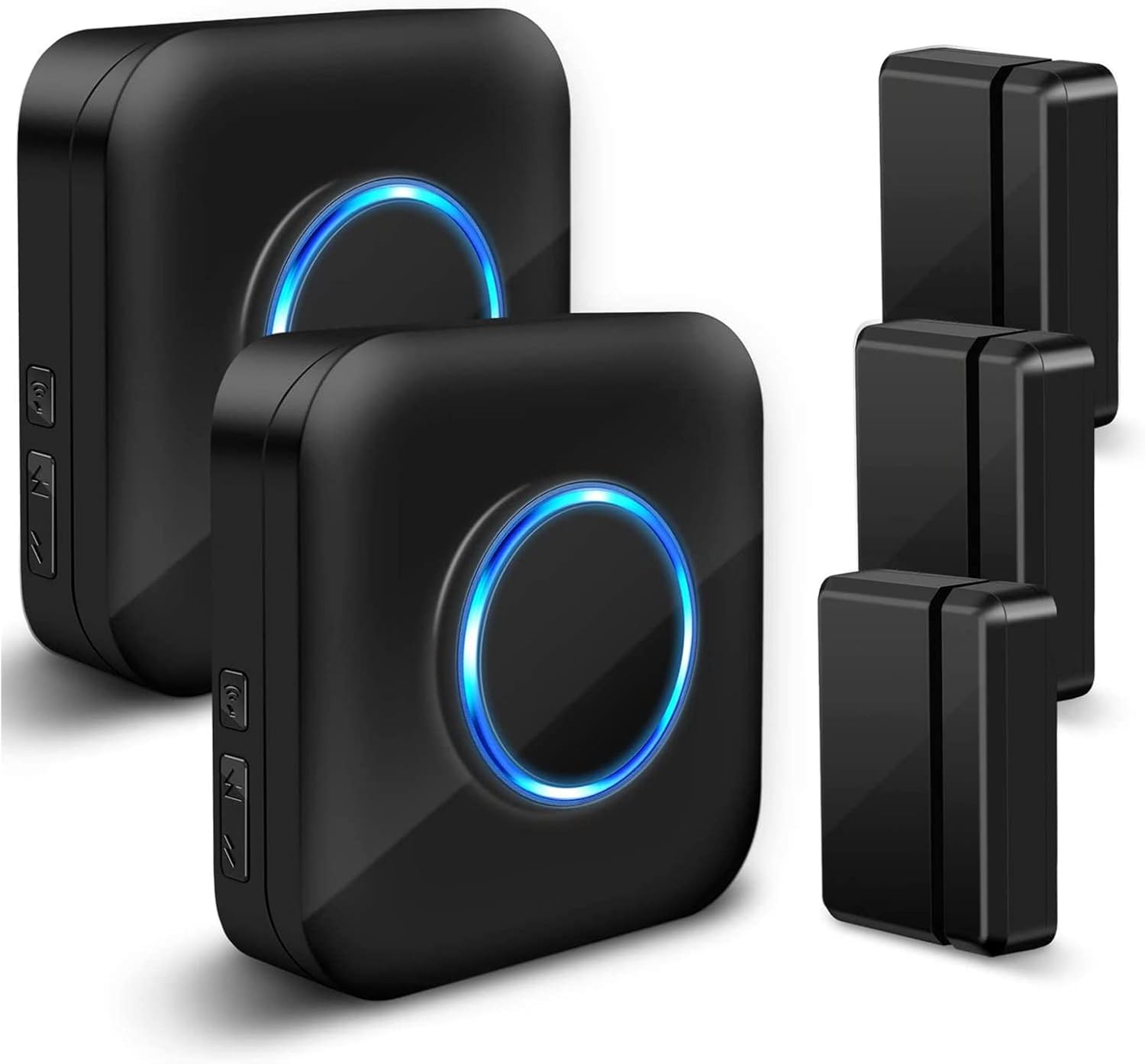 Door Chime Bistee Wireless Door Alarm Contact Sensor Door Open Bell 600 FT Range with 58 Chimes 5 Volume Levels LED Indicator for Business/Home/Office/Stores (2 Plug-in Receiver & 3 Door Sensor)