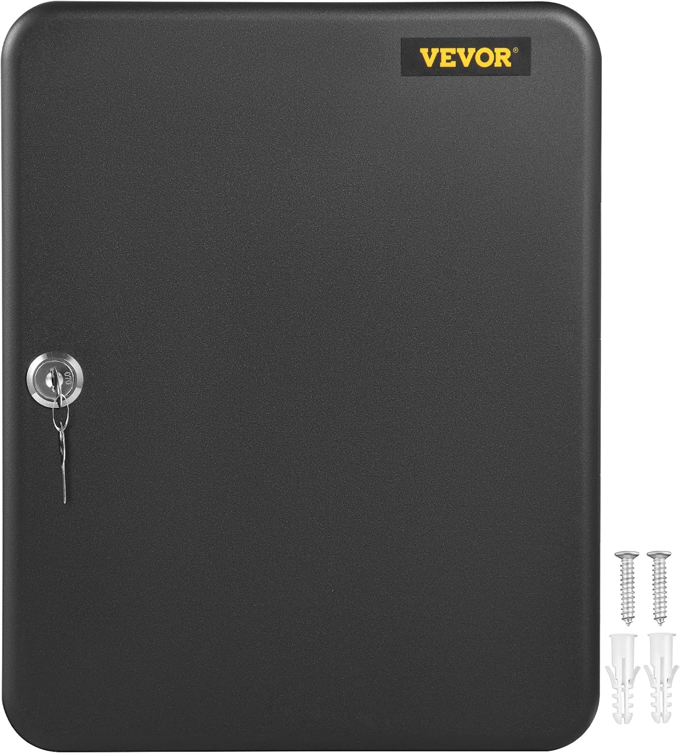 VEVOR Key Cabinet, 72 Positions, Key Lock Cabinet Steel, Q235 Steel Key Storage, Wall Mounted Key Storage Box, Black Key Box Organizer for School, Office, Hotel, Bank Pack of 2