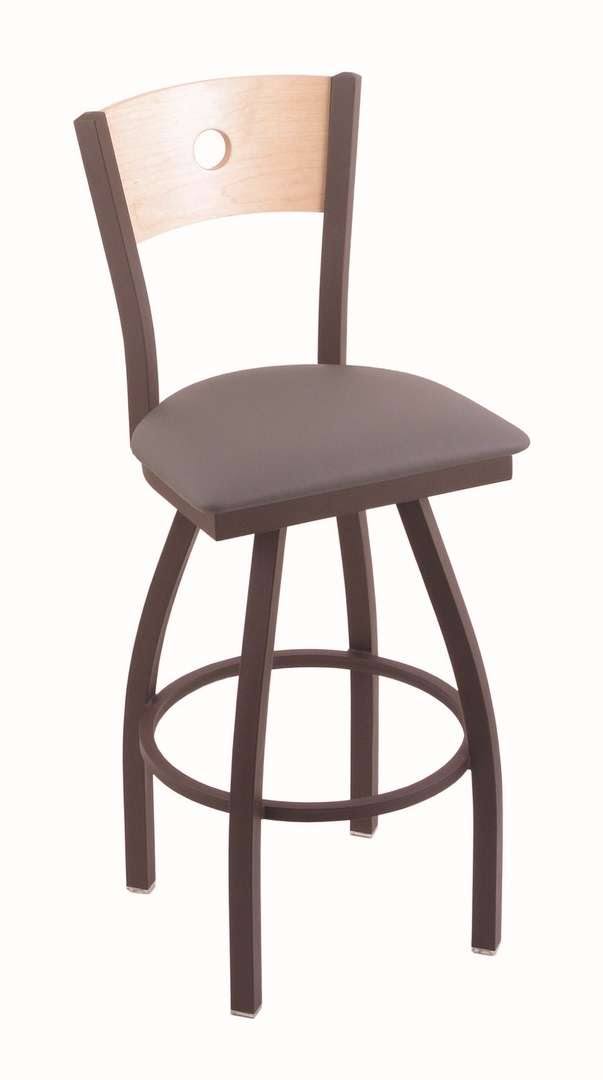 Holland Bar Stool 83036BZNatMplBALMdGr 830 36x22 Voltaire Bronze Swivel Stool with Natural Maple Back and Allante Medium Grey Se