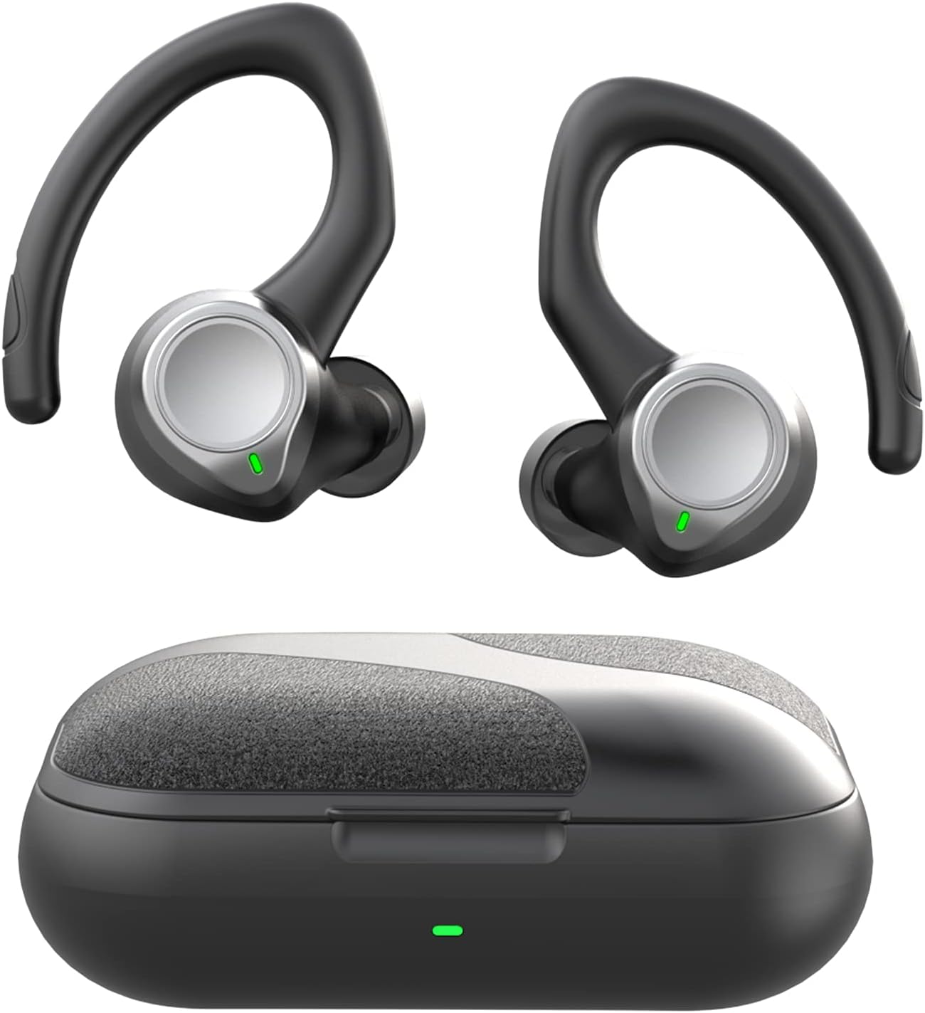 Wireless Earphone APEKX Bluetooth 5.1 Deep Bass Headphones with Microphone Over-Ear Earhook Design Headset for Sports Exercise Running Workout Black