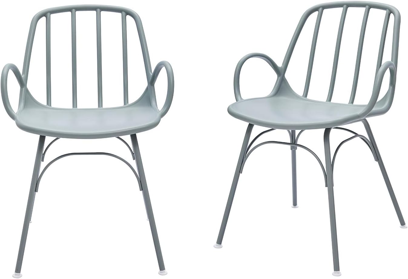 Amazon Brand - Rivet Nova Modern Slatted-Back Plastic Dining Chair, Set of 2, 21.6