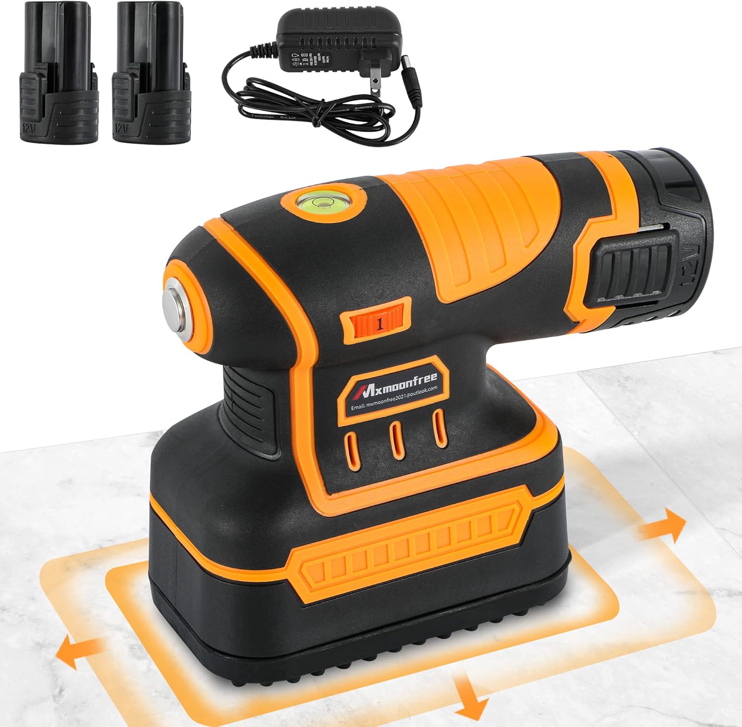 Mxmoonfree Tile Vibrator Tile Vibration Machine Automatic Tile Tiling Machine Tile Tools with Stepless Vibration Control, 2 Pcs Battery, NO Suction Cup