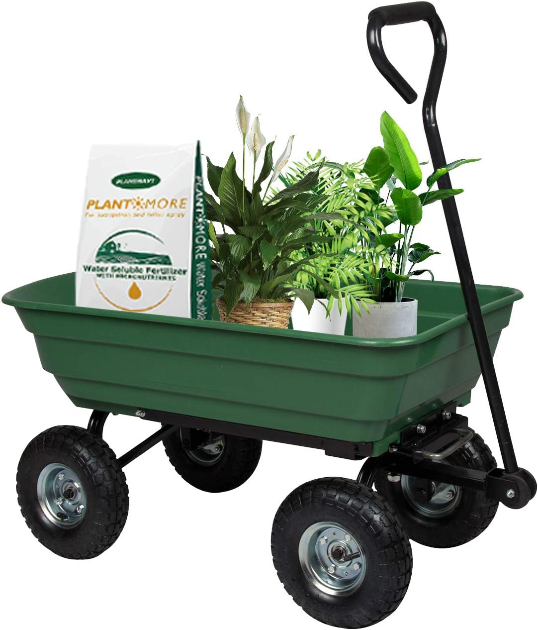 Garden Dump Cart Wagon Gardening Trolley Cart with Steel Frame and Pneumatic Tires Pack of 2