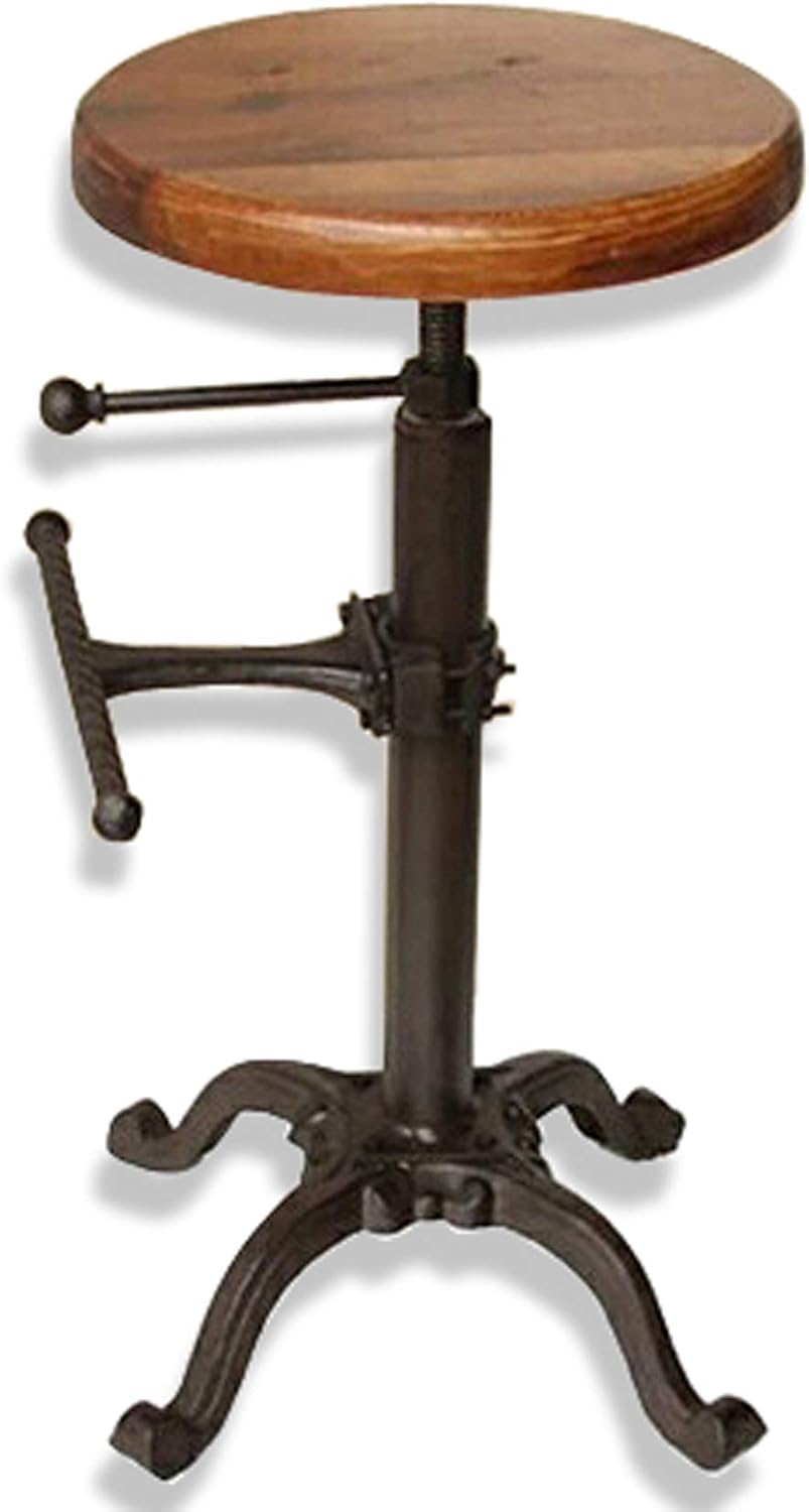 NACH Adjustable Bar Stool Cast Iron and Pinewood 13.2Dx21.6-25.6