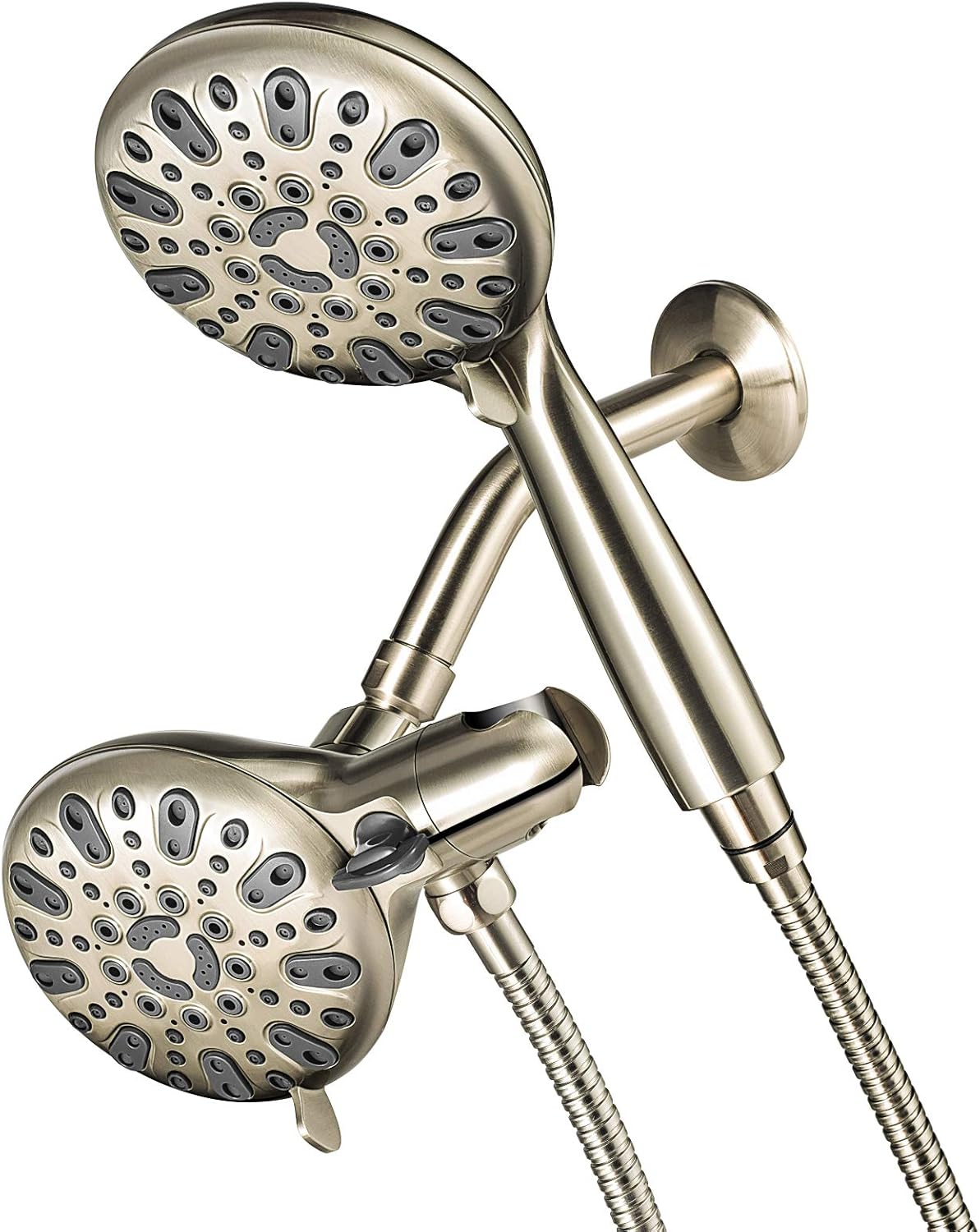 Couradric Dual Shower Head, 35 Spray Setting 2 in 1 Handheld Shower Heads Combo with Extra Long Stainless Steel Hose, High Pressure Model, Brushed Nickel, 5