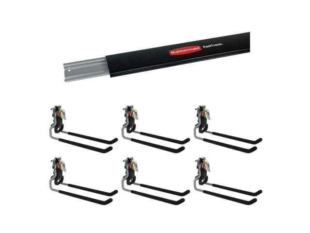 Rubbermaid Fast Track 48 inch Wall Mounted Storage Rail u0026 Multi Hooks (6 Pack)