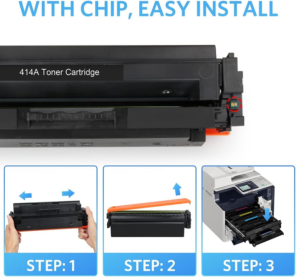 Leize (with CHIP) Compatible Toner Cartridge Replacement for HP 414A 414 W2020A W2021A W2022A W2023A for HP MFP M479fdw M454dn M454dw M479fdn Printer, 4-Pack KCMY