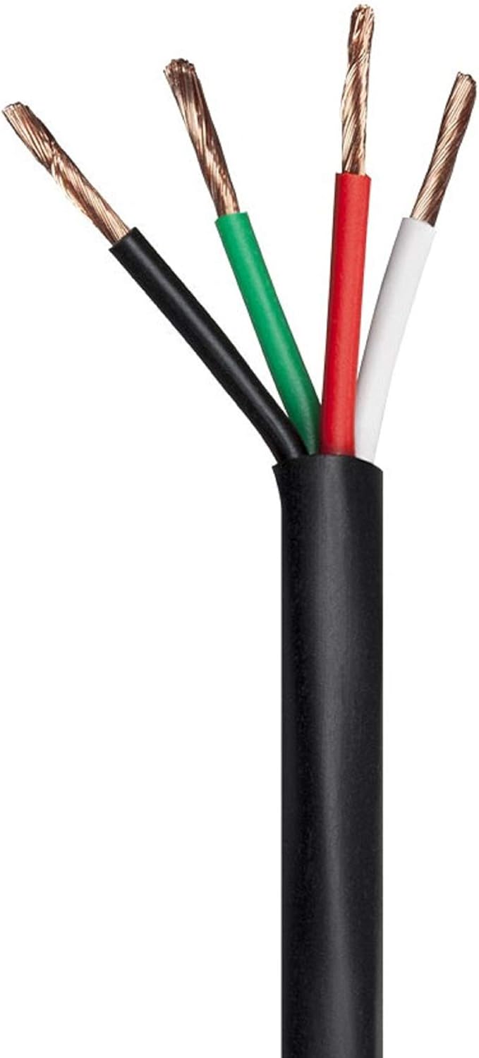 Monoprice - 113726 Nimbus Series 16 Gauge AWG 4 Conductor CMP-Rated Speaker Wire/Cable - 100ft UL Plenum Rated, 100% Pure Bare Copper with Color Coded Conductors Black Pack of 2