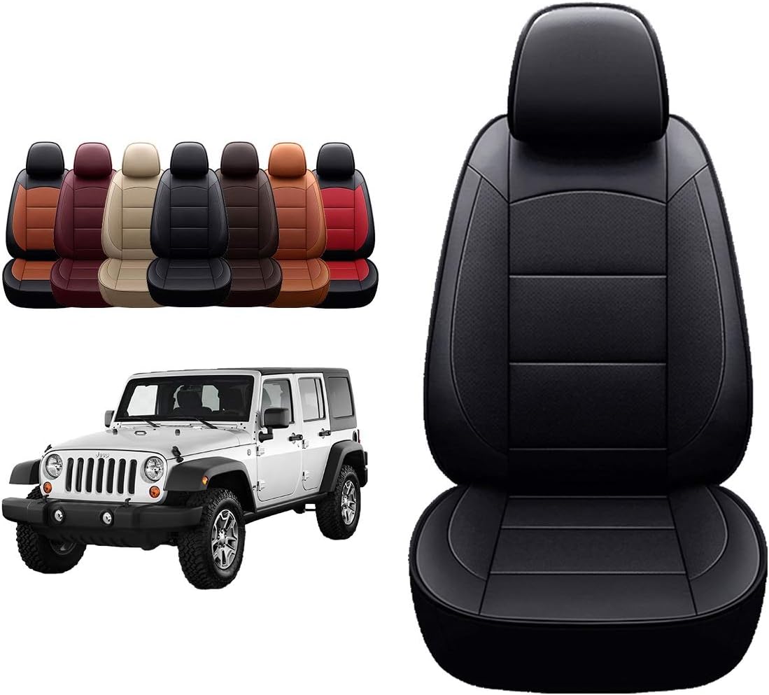 OASIS AUTO 2007-2017 Wrangler JK Custom Leather Seat Covers (2013-2017 Wrangler 4-Door, Black)