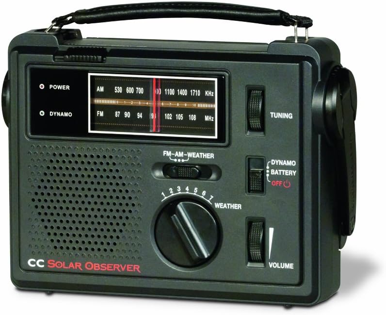 C. Crane CC Solar Observer Wind Up Solar Emergency Crank Radio with AM, FM, NOAA Weather, Built in LED Flashlight & Cellphone Charger Pack of 2
