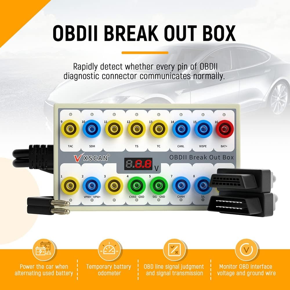 OBDII Breakout Box OBD2 Protocol Detector OBD2 Diagnostic Connector Detector Pack of 2