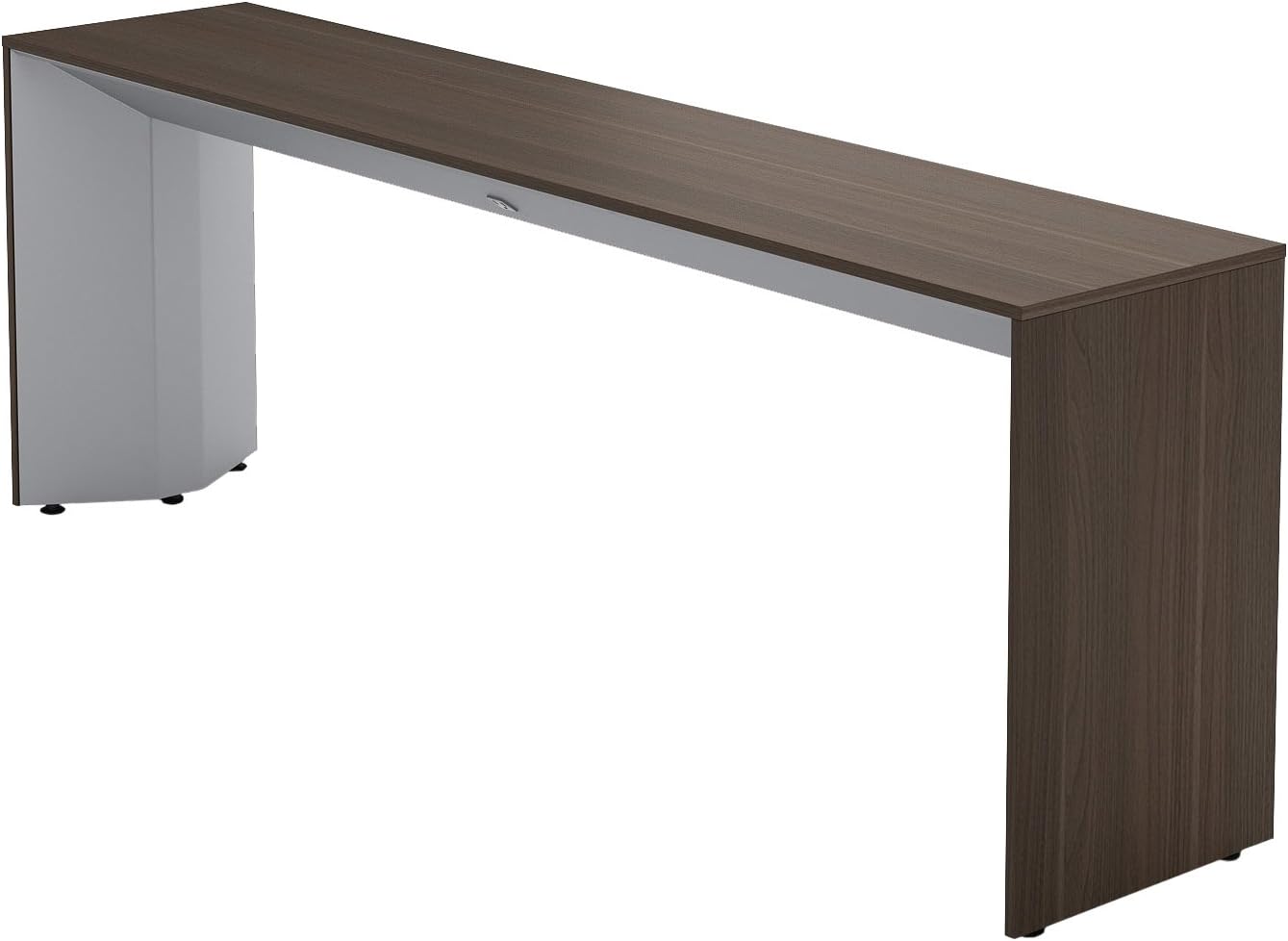 Steelcase Campfire Slim Table with Blackwood Finish, Platinum Metallic