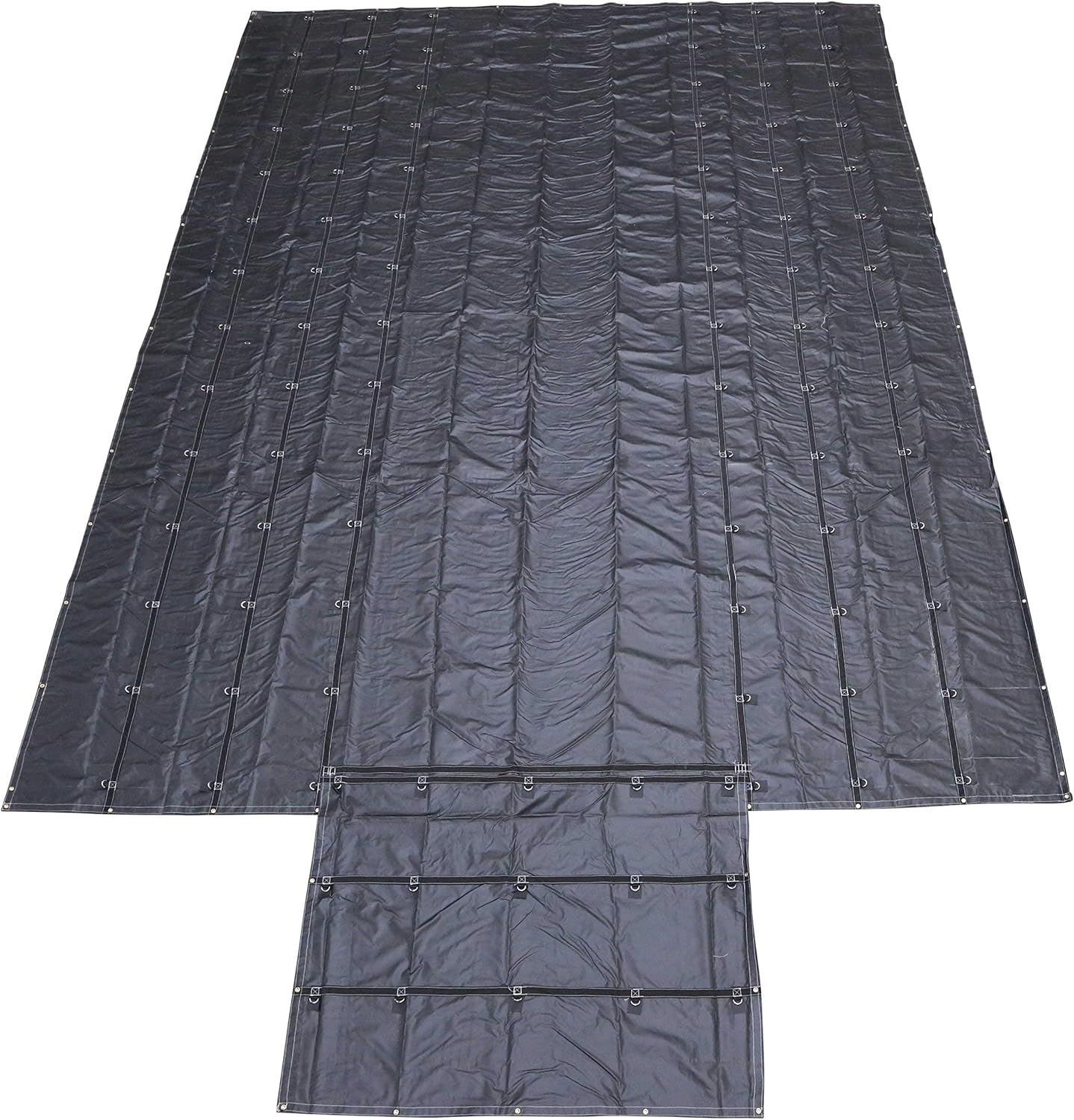 US Cargo Control Lightweight Lumber Tarp - 20 Feet x 28 Feet with 6 Foot Drop and Flap - Durable Protection for Your Flatbed Trailer Cargo - 14 Ounce Black Tarp for Flatbed