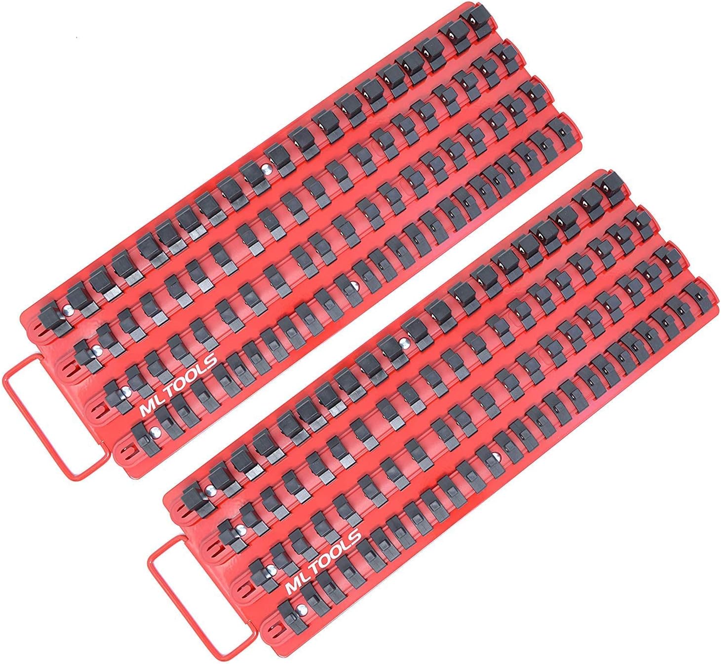 MLTOOLS Socket Organizer | 2 Pack | Holds 170 Sockets | Ball Bearing Clips Socket Organizer Tray T-8316 x 2