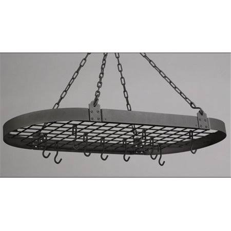 Old Dutch 122gu 36 x 18 Graphite Oval Pot Rack with 12 Hooks, Gray