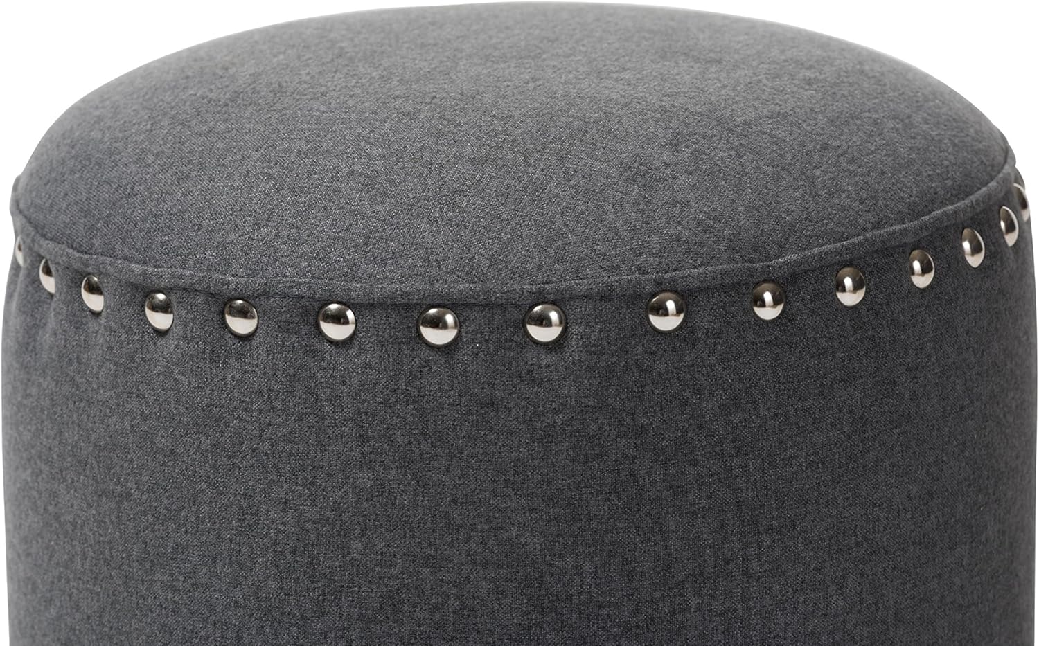 Baxton Studio Emilie Nail Trim Ottoman, Grey Pack of 2