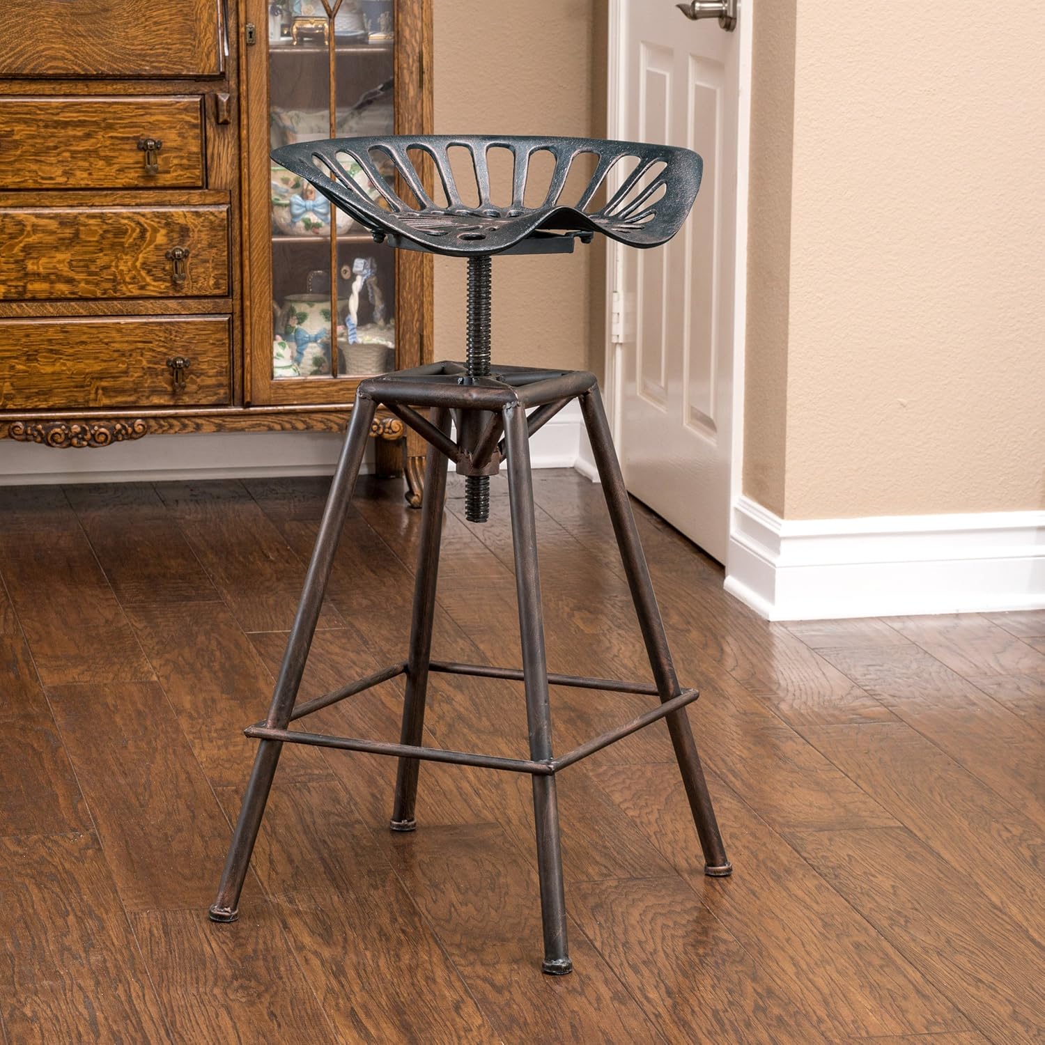 Christopher Knight Home Chapman Saddle Barstool, Black Brush Copper