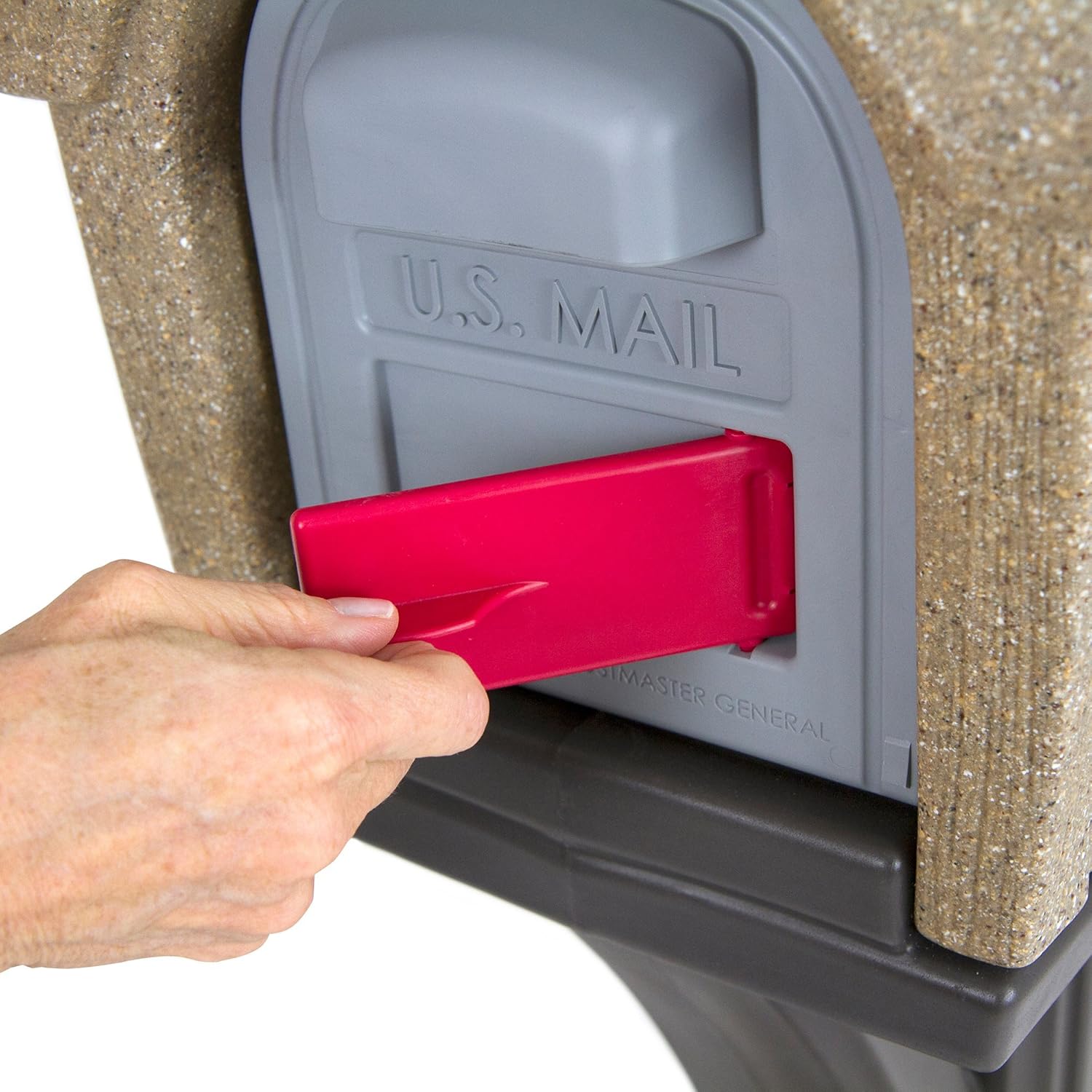 Simplay3 Rustic Home Plastic Residential Cabin Mailbox & Post Mount Combo Kit with 2 Access Doors - Sandstone Pack of 2