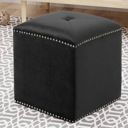 Mercer41 Kymani Tufted Cube Ottoman, Black