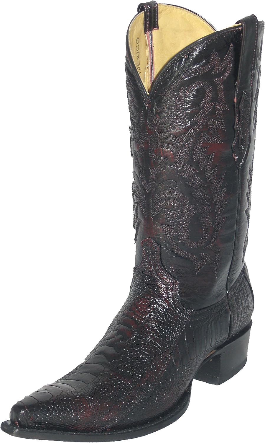 Ostrich Leg Cowboy Boots Black Cherry