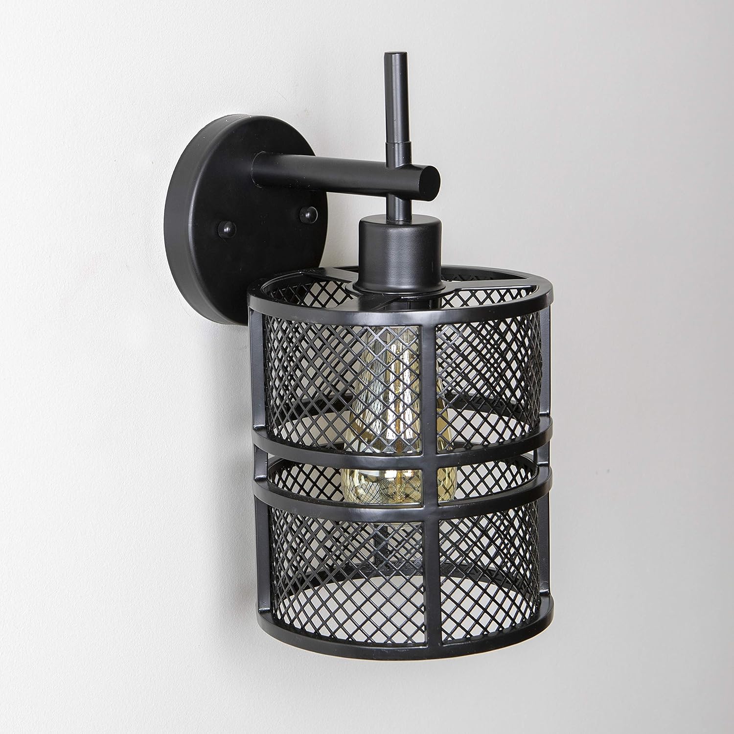 D&eacute;cor Therapy WL1160 Rixon Shade 1-Light Wall Sconce, Black Metal and Mesh