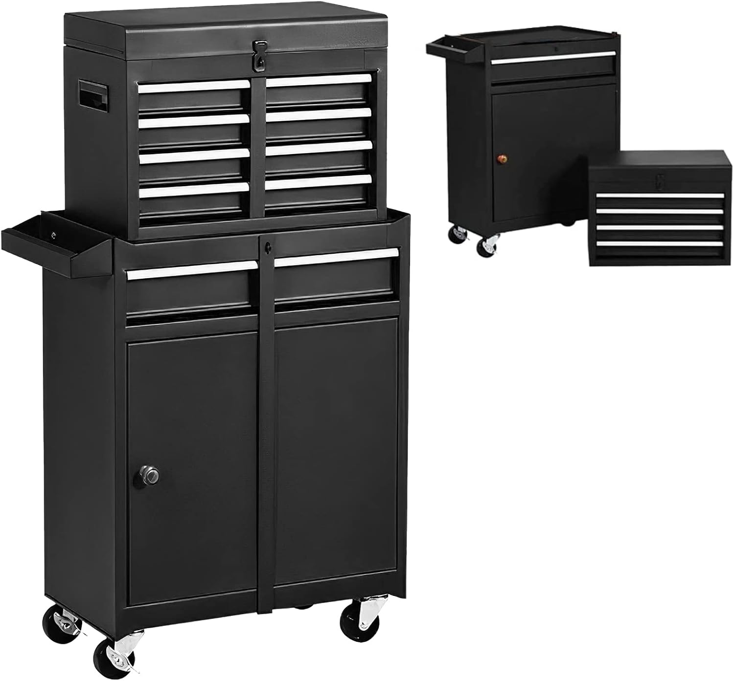 5-Drawer Rolling Tool Chest , Tool Storage Garage 2 in 1 High Capacity Detachable ,Tool Cabinet Portable with 4 Wheels&2 Lock ,Top Chest for Warehouse Garage Repair Shop (Orange)